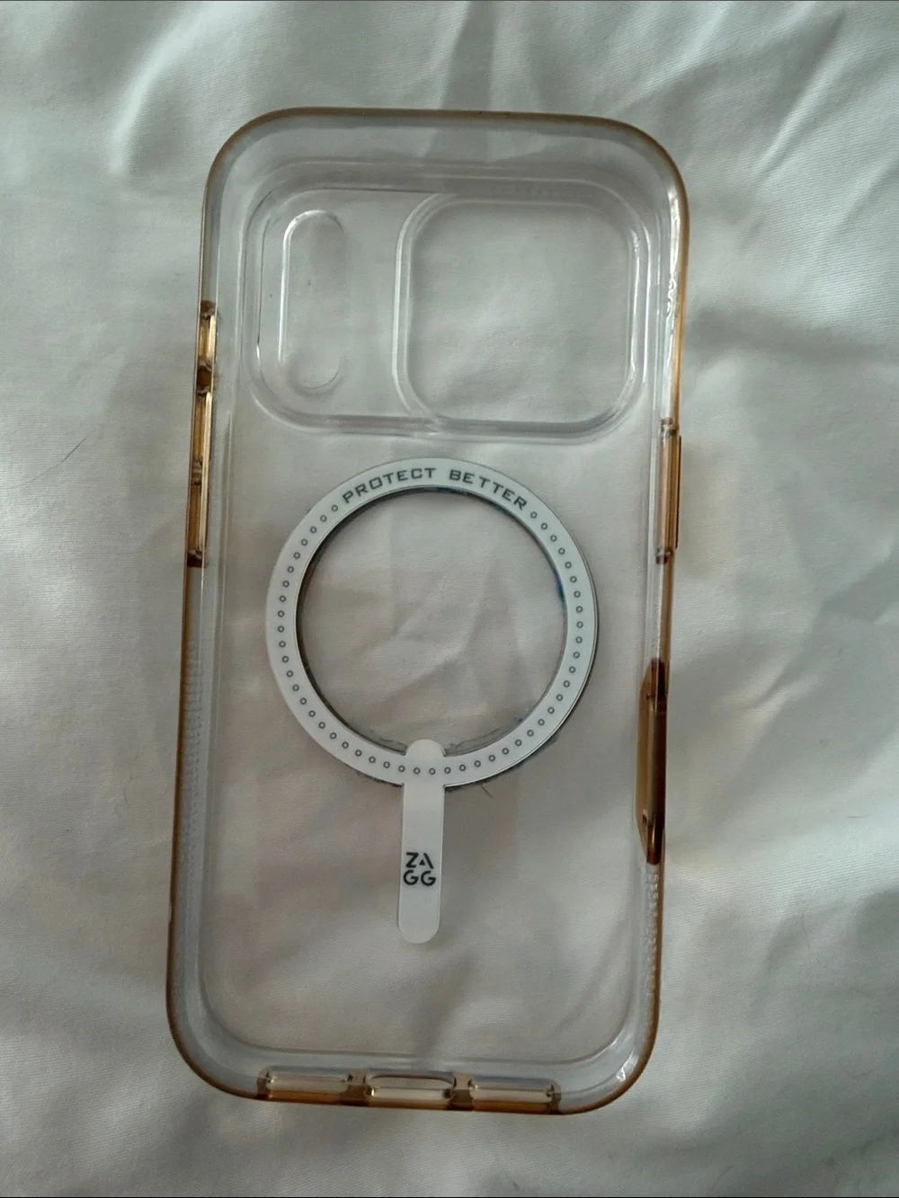 ZAGG Clear MagSafe-Compatible Phone Case — Transparent with Light Amber Trim